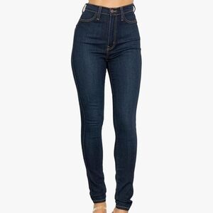 Vibrant Dark Indigo Skinny High Rise Jeans